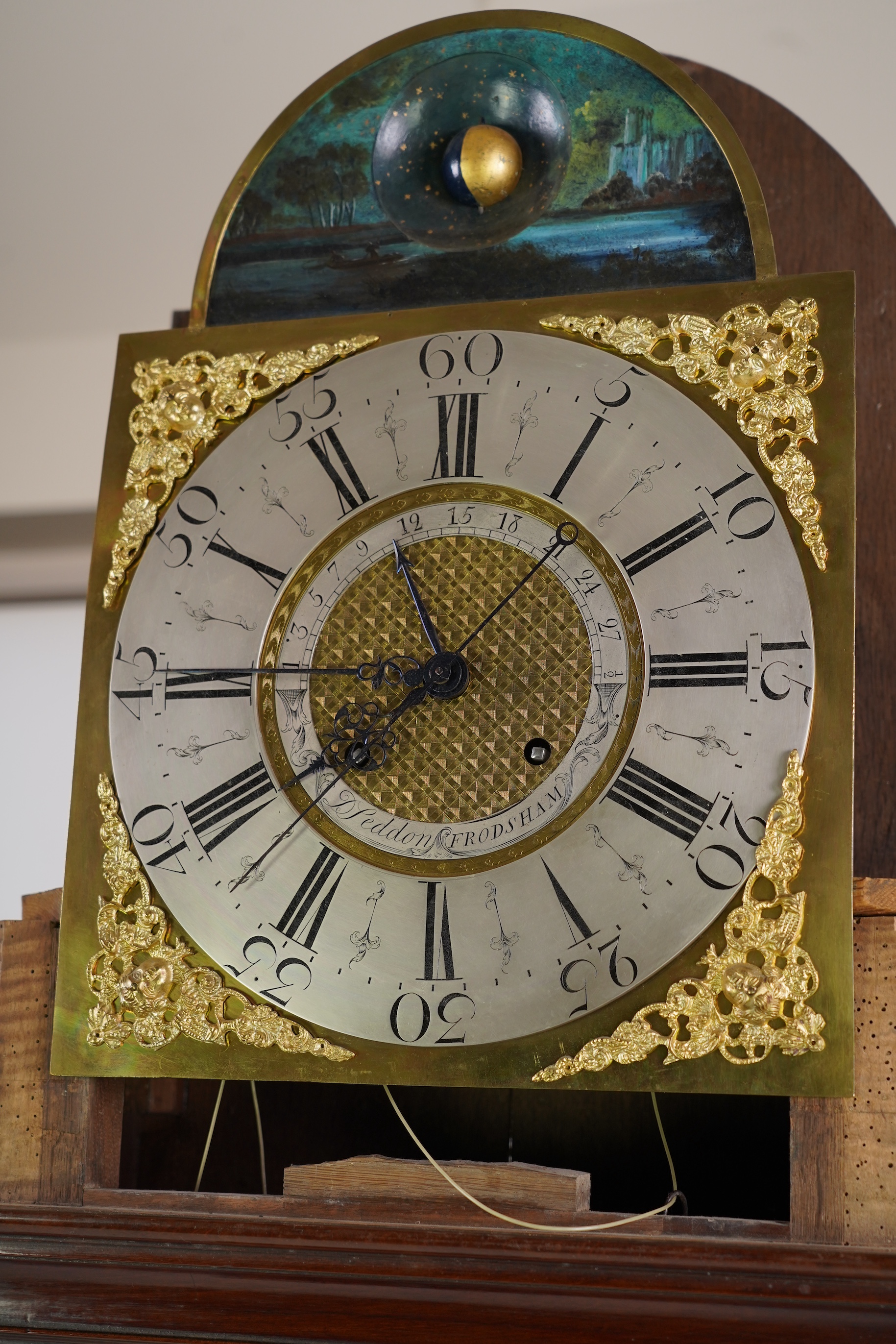 A mid 18th century mahogany eight day longcase clock, the inner chapter ring signed D. Seddon, Frodsham, for Daniel Seddon